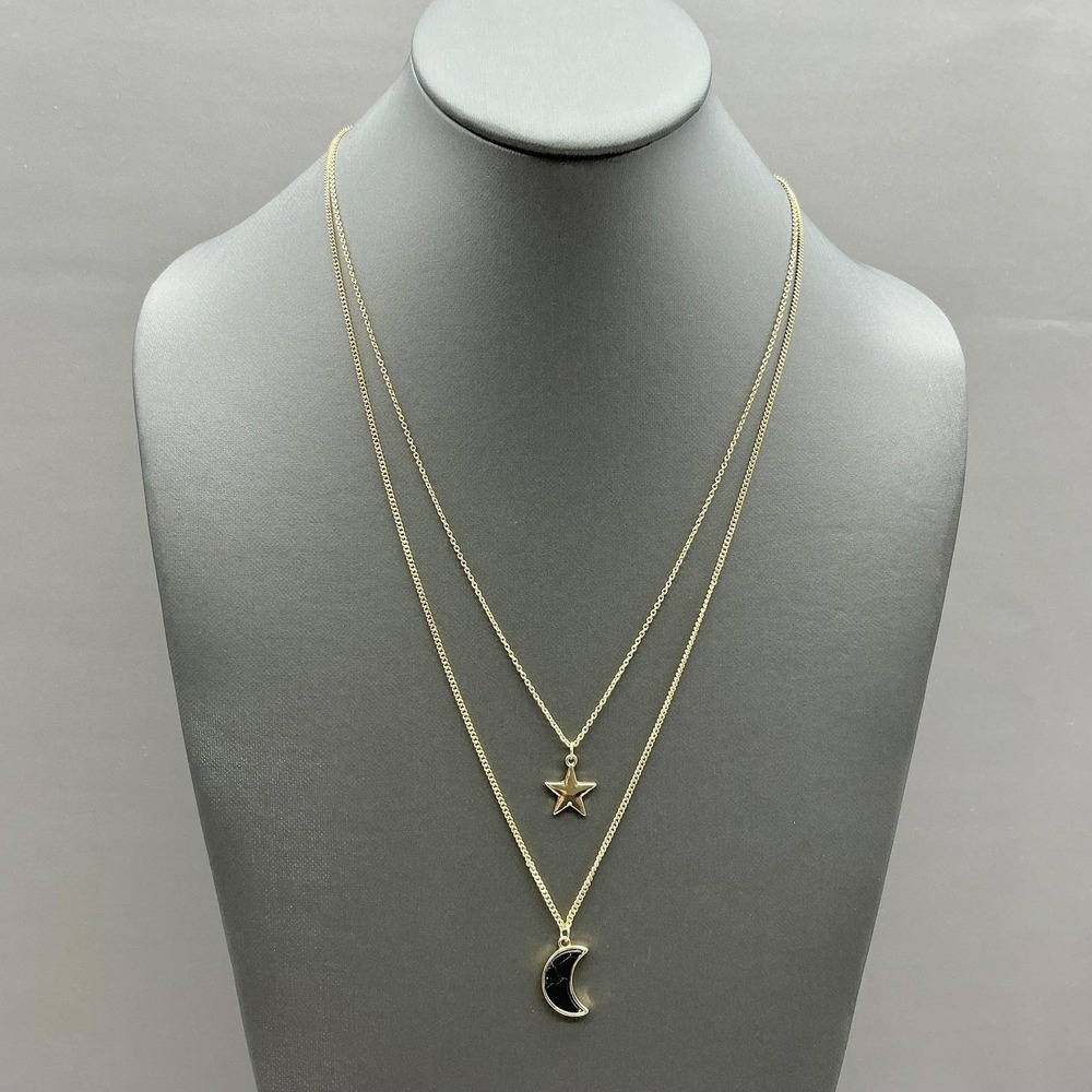 Torrid Necklace Layered Gold Tone Star Moon Pendant Enamel Celestial Womens 24"